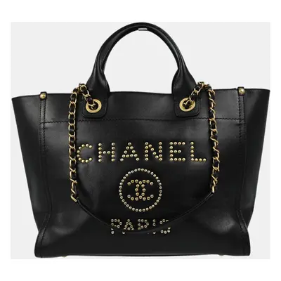 Chanel Black Calfskin Small Deauville Tote Bag