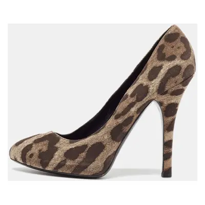 Dolce & Gabbana Brown Leopard Print Fabric Pumps Size