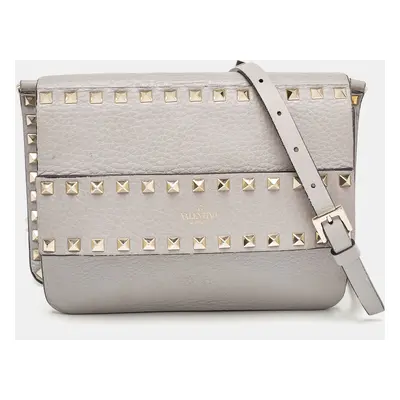 Valentino Grey Leather Rockstud Side Slip Crossbody Bag