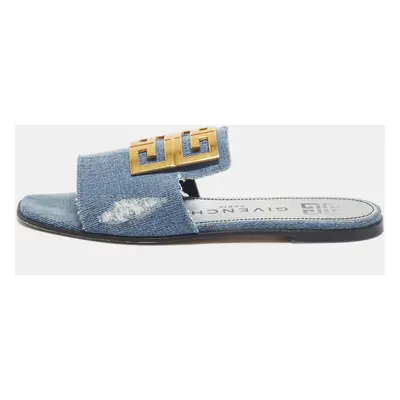 Givenchy Blue Denim 4G Flat Slides Size