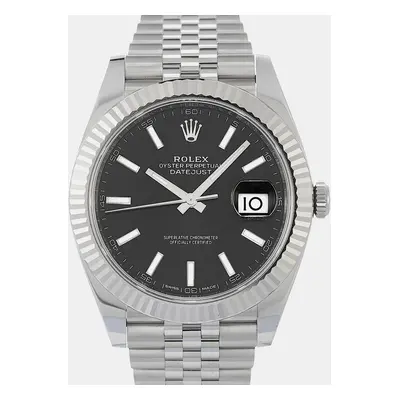 Rolex Black Stainless Steel Datejust Automatic Men's Wristwatch mm