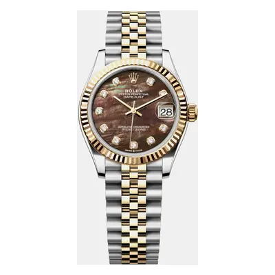 Rolex Black Mother of Pearl 18K Yellow Gold Stainless Steel Datejust Automatic Women's Wristwatc