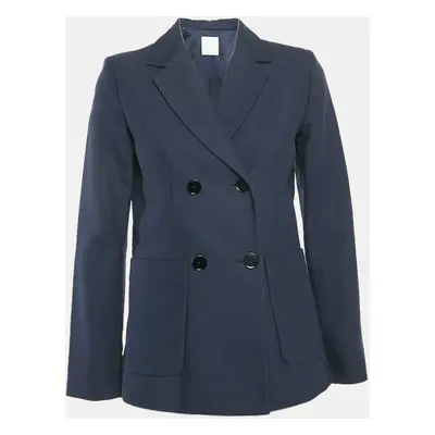 Sandro Navy Blue Gabardine Double Breasted Blazer