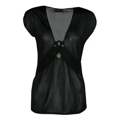 Giorgio Armani Black Knit Twist Front Top