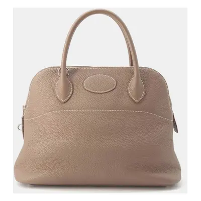 Hermes Etoupe Taurillon Clemence Bolide Tote Bag