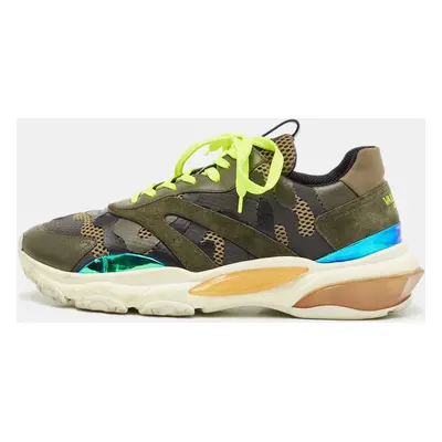 Valentino Green Suede and Leather Camouflage Sneakers Size