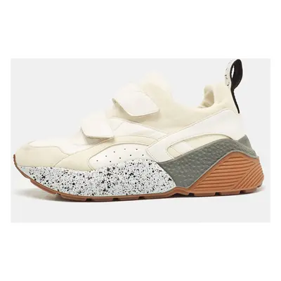 Stella McCartney White Faux Leather and Faux Suede Eclypse Sneakers Size