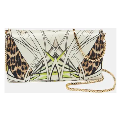 Roberto Cavalli Multicolor Printed Fabric Chain Clutch