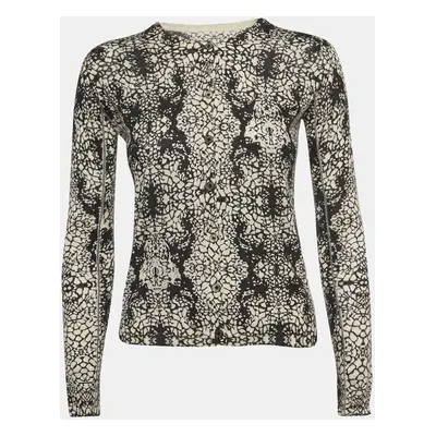 Zadig & Voltaire Black/White Abstract Print Cashmere Buttoned Cardigan