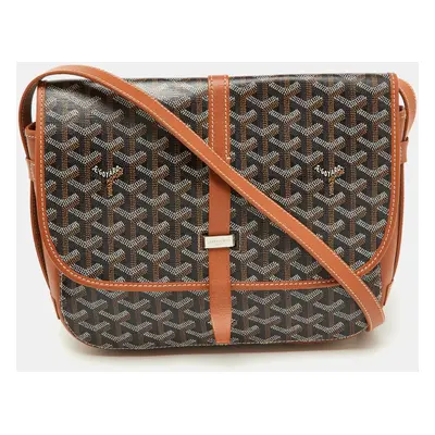 Goyard Black/Brown Goyardine Coated Canvas and Leather Belvedere MM Saddle Bag