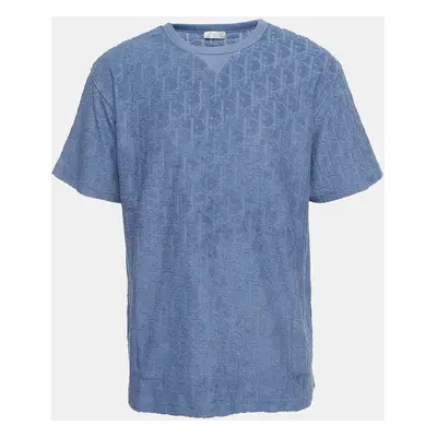 Dior Homme Blue Oblique Terry Jacquard Crewneck T-Shirt