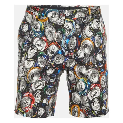 Moschino Couture Black Cans Print Cotton Shorts