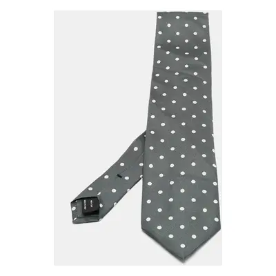 Tom Ford Grey/White Polka Dot Print Silk Tie