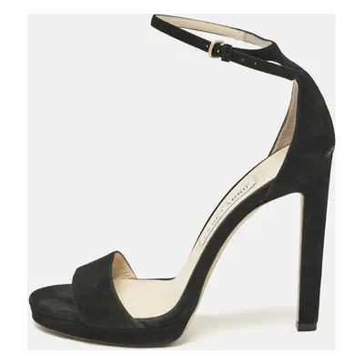 Jimmy Choo Black Suede Misty Ankle Strap Sandals Size