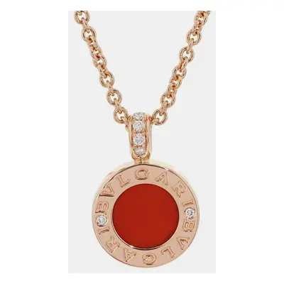 Bvlgari 18K Rose Gold and Diamond Bvlgari Bvlgari Pendant Necklace