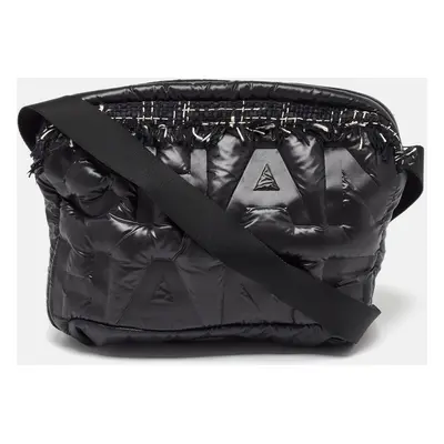 Chanel Black Embossed Nylon Doudoune Crossbody Bag