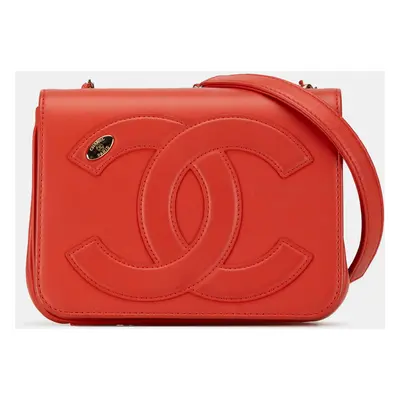 Chanel Red Lambskin CC Mania Flap Bag