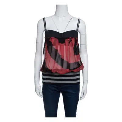 GF Ferre Multicolor Striped Lurex Knit Trim Sleeveless Bustier Top