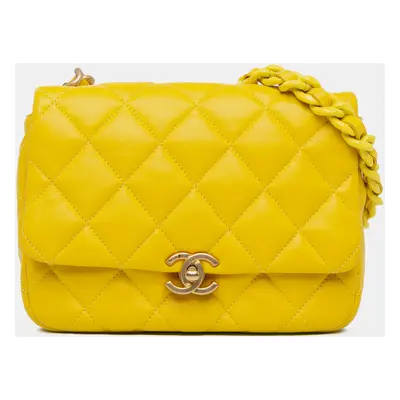 Chanel Yellow Small Quilted Lambskin Candy Chain Flap