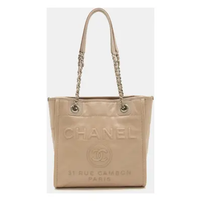 Chanel Beige Leather Small Deauville Tote Bag