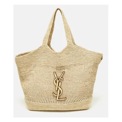 Saint Laurent Natural Raffia ICare Tote