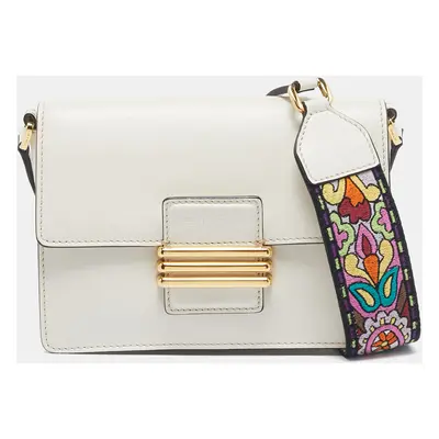 Etro Off White Leather Fold-Over Crossbody Bag