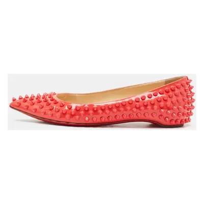 Christian Louboutin Pink Patent Leather Pigalle Spikes Ballet Flats Size 35.5