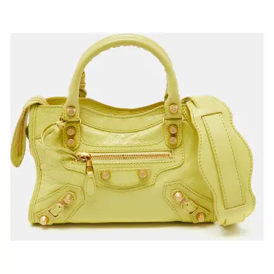 Balenciaga Yellow Leather Mini Classic City Bag