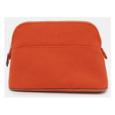 Hermes Orange Feu Canvas Bolide Mini Pouch Bag