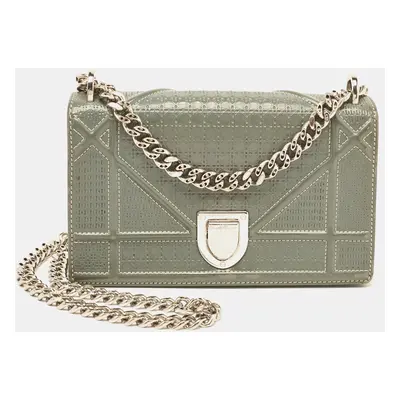 Dior Grey Micro Cannage Patent Leather Mini Diorama Shoulder Bag