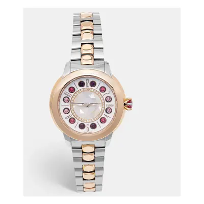 Fendi Mother of Pearl Diamond Spinel Topaz Two-Tone Stainless Steel IShine F121224500D2T01 Women