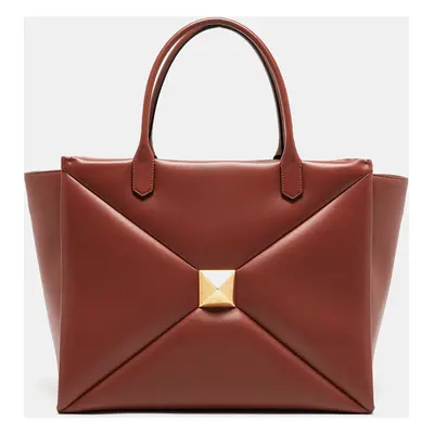 Valentino Brick Red Leather One Stud Tote