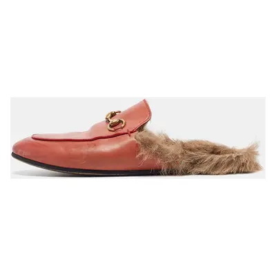 Gucci Pink Leather Princetown Flat Mules Size