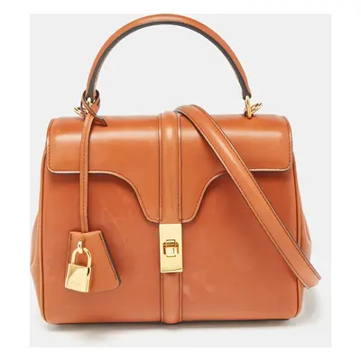 Celine Brown Leather Small Top Handle Bag