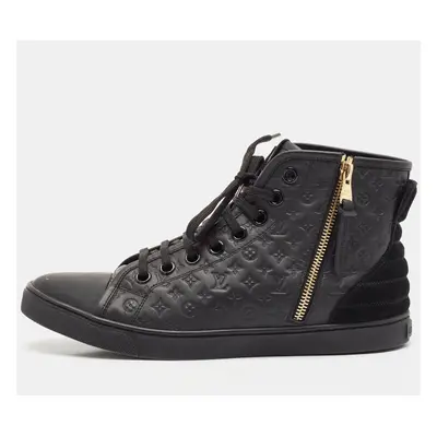 Louis Vuitton Black Leather and Rubber Punchy High Top Sneakers Size