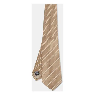 Emporio Armani Brown Striped Silk Classic Tie