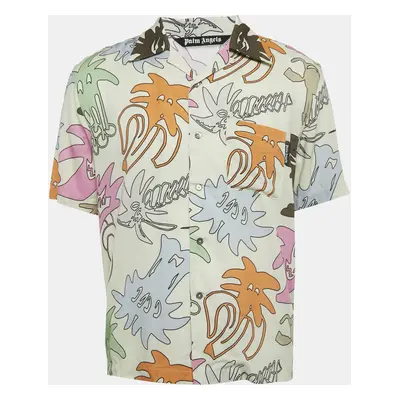 Palm Angels Green Printed Crepe Short Sleeve Shirt