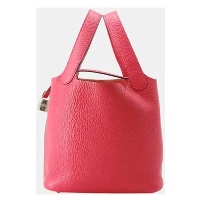 Hermes Rose Extreme Taurillon Clemence Picotin Lock PM Bag