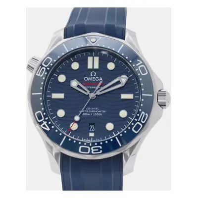 Omega Blue Stainless Steel Seamaster 300M 210.32.42.20.03.001 Automatic Men's Wristwatch