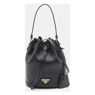 Prada Black Leather Secchiello Bucket Bag