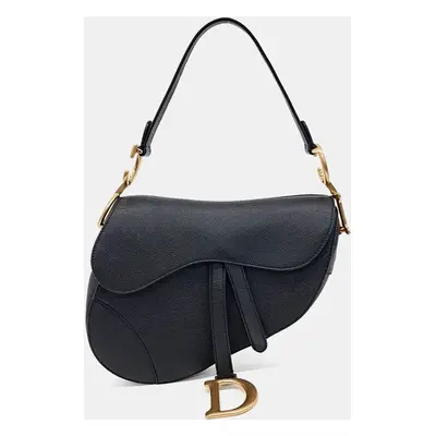 Dior Black Leather Saddle Bag