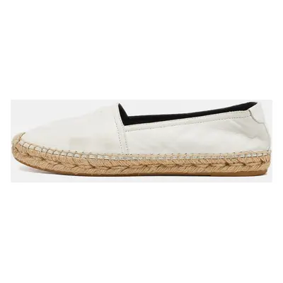 Saint Laurent White Leather Slip On Espadrilles Flats Size