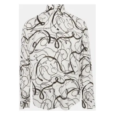 Louis Vuitton White Chain and Belt Print Crepe Shirt