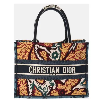 Dior Multicolour Canvas Embroidered Large Paisley Book Tote Bag