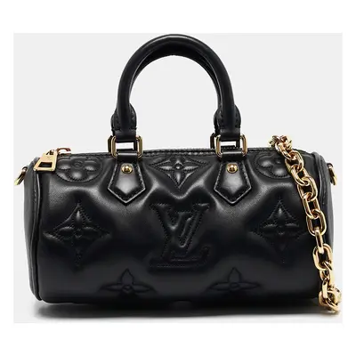 Louis Vuitton Black Monogram Leather Bubblegram Papillon BB Bag