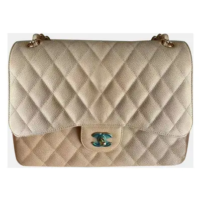 Chanel Beige milk tea Caviar Leather jumbo bag