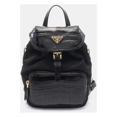 Prada Black Nylon and Leather Backpack