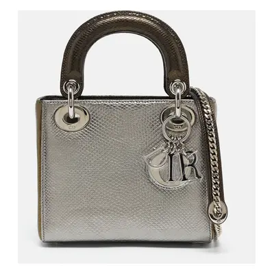 Dior Metallic Multicolor Karung Mini Lady Dior Tote