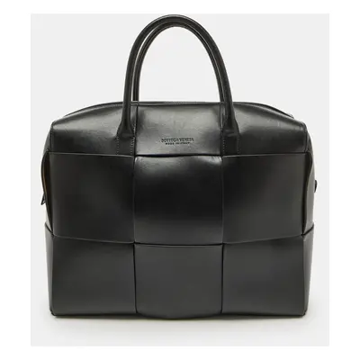 Bottega Veneta Black Intrecciato Leather Arco Briefcase