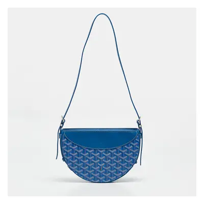 Goyard Blue Goyardine Coated Canvas and Leather Hirondelle Shoulder Bag